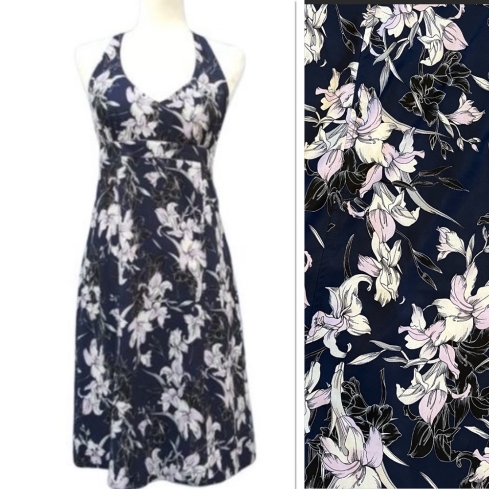 Athleta Japanese Lily Pack Everywhere Halter Dress tie back
